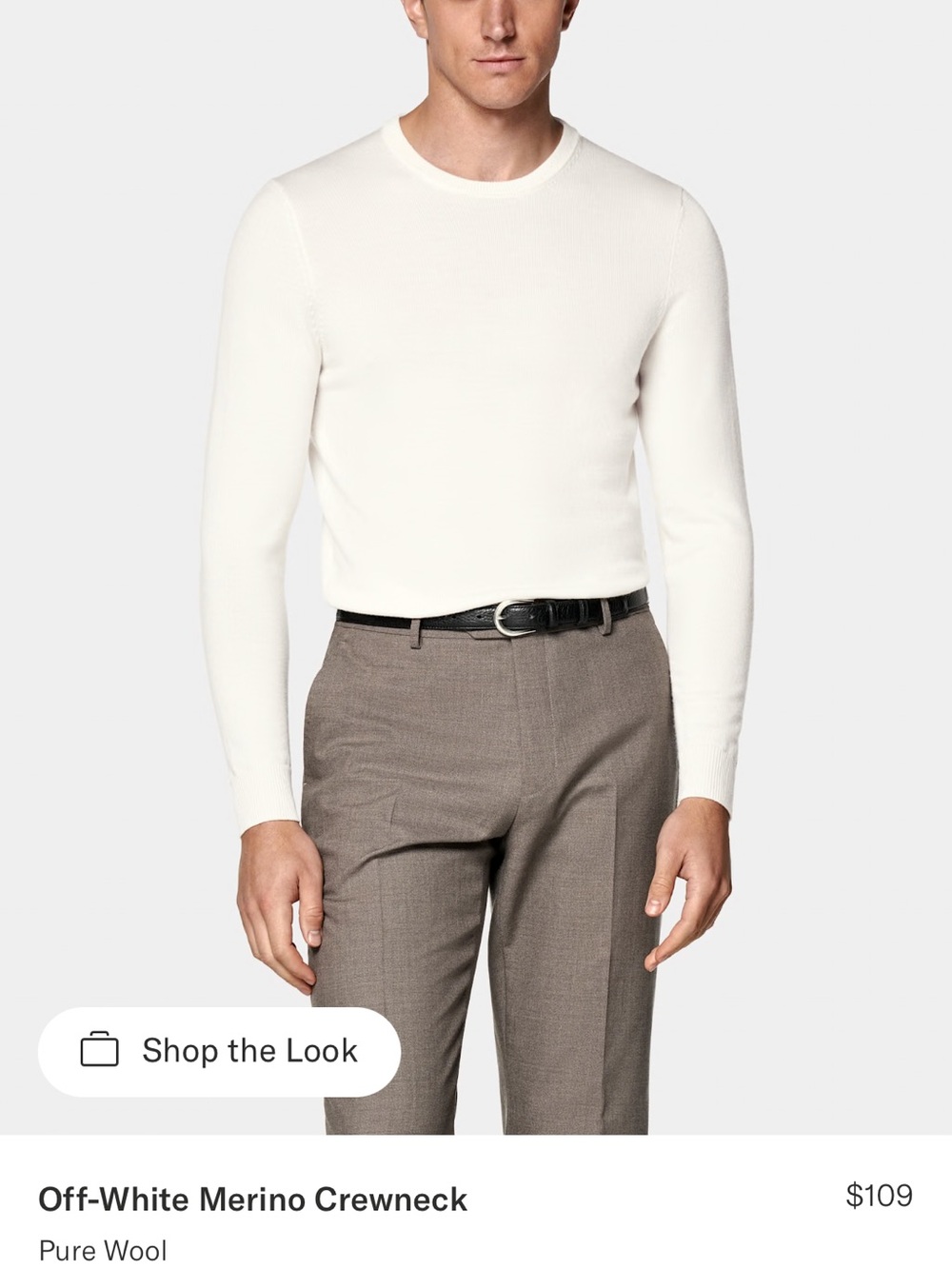 Suitsupply Off-White Merino Crewneck Sweater